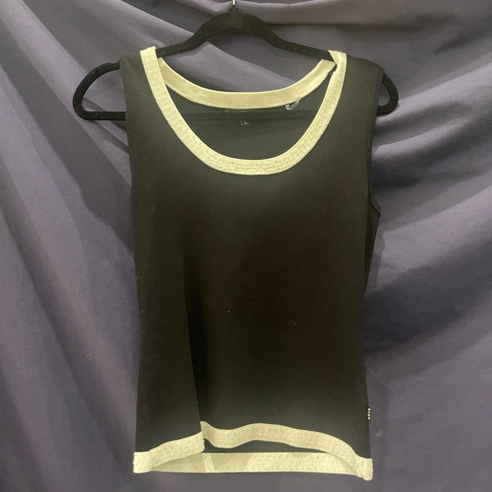 BCBG Shell with seed pearls on the accent edge